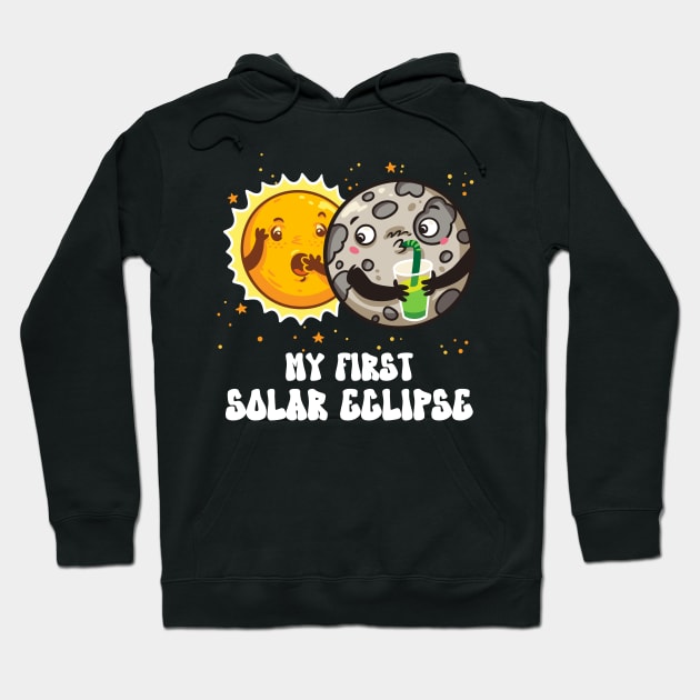 My First Solar Eclipse Totality Cute April 8 2024 Funny Moon Kids Hoodie by jadolomadolo